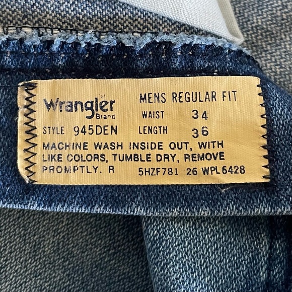 Wrangler 945DEN Jeans Mens 34x36 Blue Regular Fit Faded Whiskering Bootcut Flare - Picture 14 of 16
